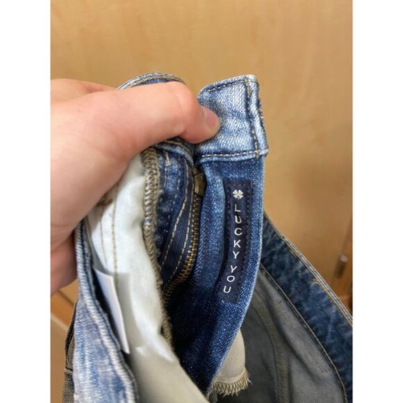 Lucky Brand Lucky Pins High Rise Distressed Cut-Off Jean Short Blue Women's 4/27 - Picture 11 of 11